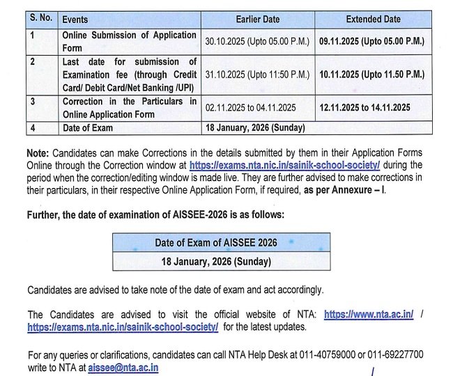 Sainik School form correction