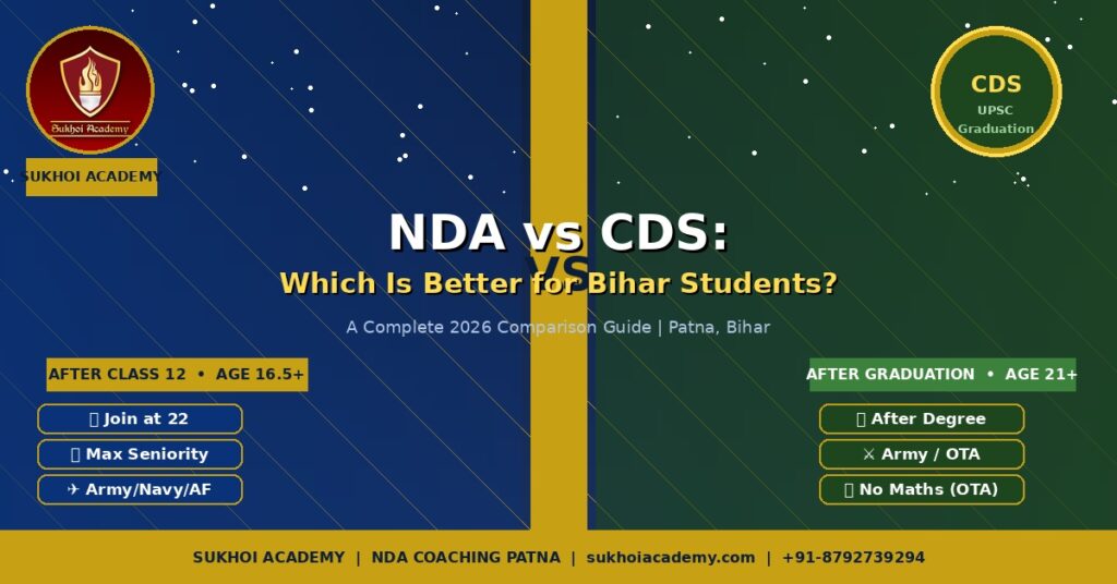 NDA vs CDS comparison for Bihar students – Sukhoi Academy Patna